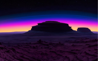 Futuristic landscape purple sky stars - a distant object in the distance free wallpaper
