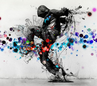 Skateboard city colorful circles rider - perfect free wallpaper