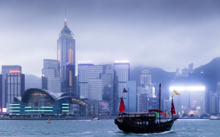 Boat city night fog architecture - fog in the air free wallpaper