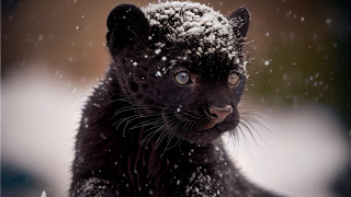 Black cat snowball night sky - a black cat free wallpaper