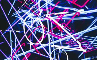 Neon wires wall black blue - neon free wallpaper