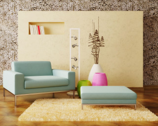 Living room blue chair pink - color free wallpaper