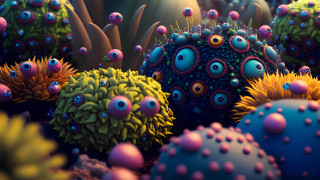 Colorful balls plants field bokeh - ball free wallpaper