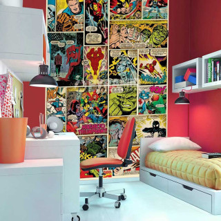 Bedroom comic books wall decorated - pop art free wallpaper