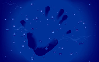 Blue water drops handprint underwater - a hologram free wallpaper for desktop