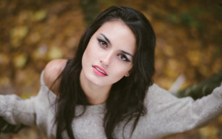 Long hair sweater leafy portrait - long hair and a sweater free wallpaper