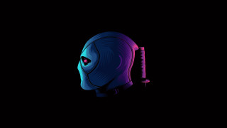 Blue purple mask red eye - synthwave style free wallpaper