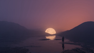 Beach fullmoon mountains water night - filip hodas free wallpaper