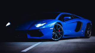 Blue sports car night parking 3 - andrew law free wallpaper