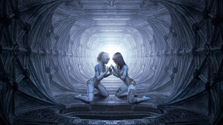 Tunnel platform two people light - two person free wallpaper