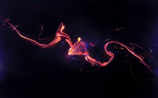 Red pink swirls blue light - left free wallpaper