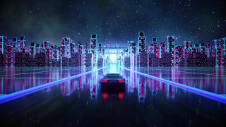 Futuristic city neon lights starry - neon free wallpaper