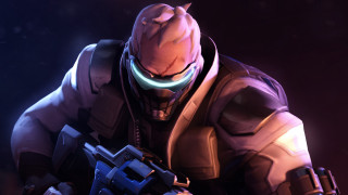Futuristic suit man glowing gun - glowing free wallpaper