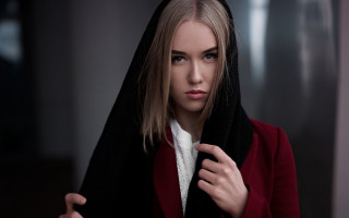 Woman red jacket black hoodie - a red jacket free wallpaper