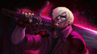 Man holding gun pink light - a dark space free wallpaper