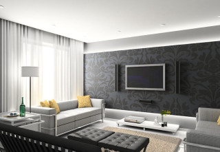 Living room couch comfortable modern 3 - modern european ink painting free wallpaper