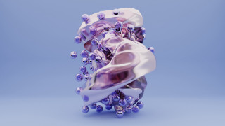 Purple beads object raytraced generative - blue background free wallpaper