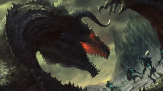 Dragon attack dark city red - dragon art free wallpaper