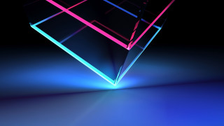 3d cube neon light holography - center free wallpaper