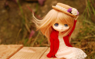 Doll hat dress outdoor blurry - a red jacket free wallpaper