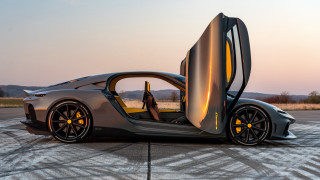 Futuristic car runway mountains sunset - a runway free wallpaper