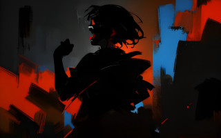 Woman black dress cyberpunk background - cyberpunk art free wallpaper