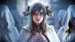 Horned woman cross tears gothic - other woman free wallpaper