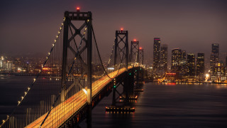 Bridge city night lights reflection 5 - a bridge over a body of water free wallpaper