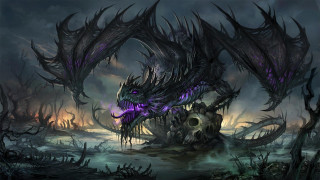 Demonic creature purple eyes horns - a demonic looking creature free wallpaper