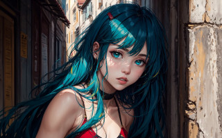 Blue hair green hair fantasy - green hair free wallpaper