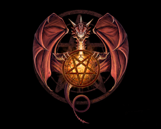 Red dragon pentagram symbol back - dragon art free wallpaper