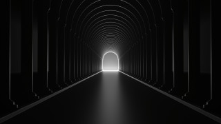 Long tunnel light hallway raytraced - the end of it free wallpaper