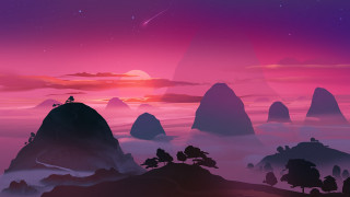 Mountains hill sunset star milkyway - a landscape free wallpaper