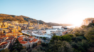 Harbor boat mountain sunset cityscape - the city free wallpaper