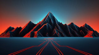 Mountain red light road synthwave - synthwave free wallpaper