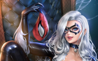 Woman spiderman mask bodysuit blue - her face and body free wallpaper