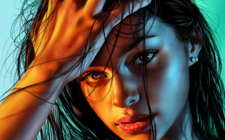 Woman hair blowing digital painting - the wind free wallpaper