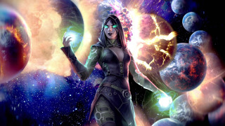 Woman space suit glowing ball - ball free wallpaper