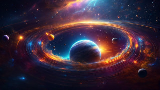 Space aurora moon stars planet 2 - a colorful picture free wallpaper