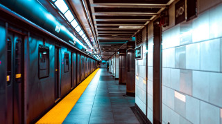 Long hallway yellow line train - a yellow line free wallpaper