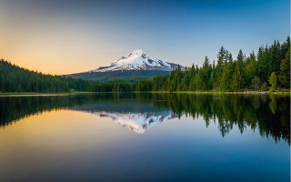 Mountain lake trees clouds nature - beautiful free wallpaper