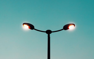 Street light two lights blue - a street light free wallpaper