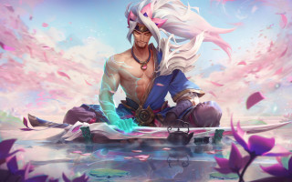 Surfer man pink cloud flower - his hair free wallpaper