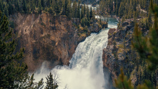 Waterfall forest river nature mountain - ansel adams free wallpaper
