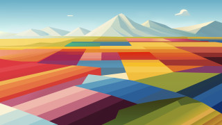 Colorful landscape mountains blue sky - surreal free wallpaper