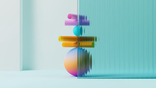 Colorful object room blue wall - c4d free wallpaper