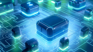 Processor glowing lights blue background - beeple free wallpaper