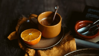 Coffee orange stilllife food spoons - a table top free wallpaper