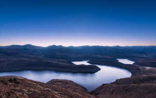 Lake mountains starry sky moon - star free wallpaper for desktop