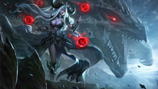 Woman dragon sword orb monster - orb free wallpaper